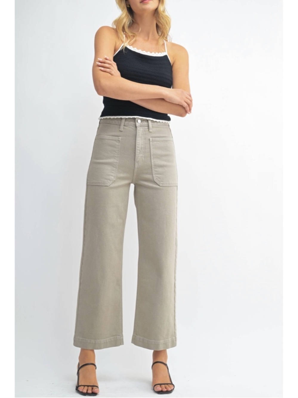 🟠NWT JBD (Just Black Denim) Cropped Wide-Leg Eve Utility Jean in Moonstone Sz 29